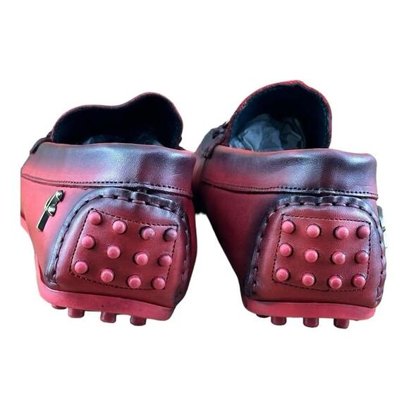 Re Ferdinando Castelo Red Leather Men size 9 Driver Loafer